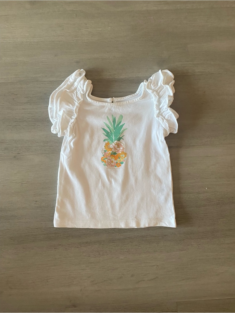 Janie and Jack White Ruffle Sleeve Pineapple Tee